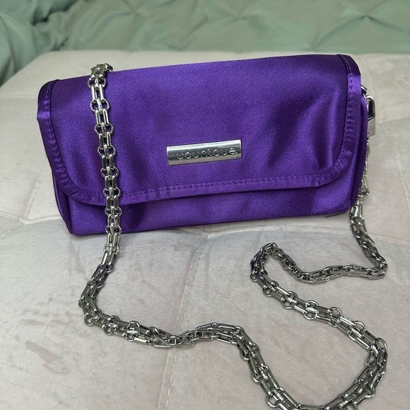Younique Handbags - Purple Crossbody Bag with Silver Chain